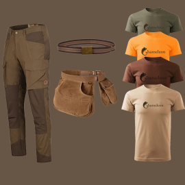 CAFFRUM PANTALONI STRETCH IMPERMEABILI, SET PENTRU VÂNAT ȘI CĂRTUȘE LABORDI, UN TRICOU SI CUREA VANATOR GLOBIFER
