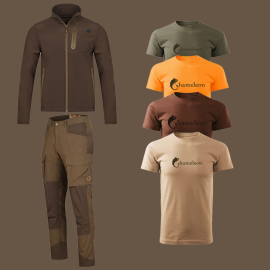 COSTUM CAFFRUM - FEAE JACHETĂ SOFTSHELL MARO, CAFFRUM PANTALONI STRETCH IMPERMEABILI SI UN TRICOU