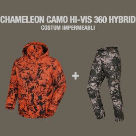 JACHETA IMPERMEABILA CHAMELEON CAMO 360° HI-VIS HYBRID CU PANTALONI IMPERMEABILI CHAMELEON CAMO HYBRID