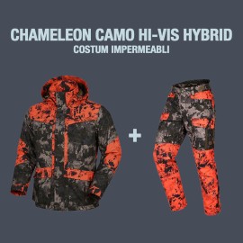 JACHETA IMPERMEABILA CHAMELEON CAMO HI-VIS HYBRID CU PANTALONI IMPERMEABILI CHAMELEON CAMO HI-VIS HYBRID