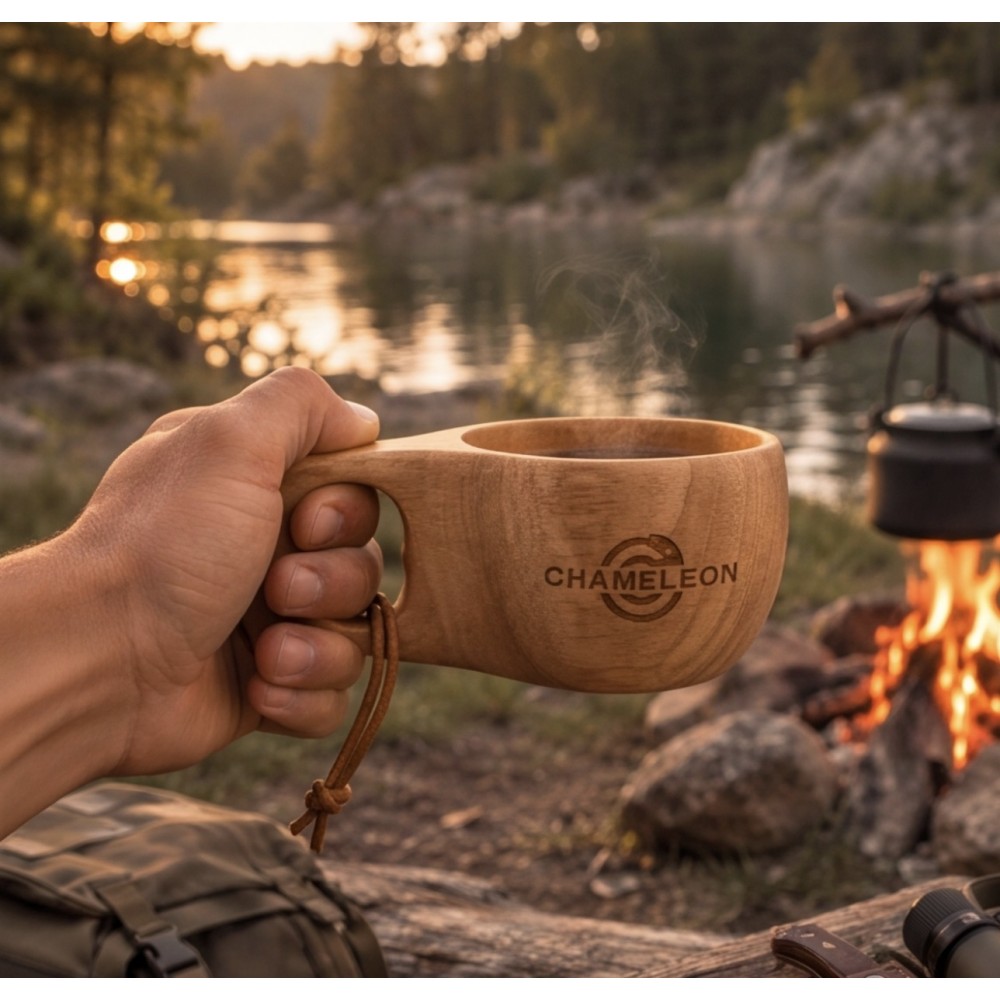 Ceașcă ecologică din lemn de cauciuc, 250 ml, pentru vânătoare, camping și turism